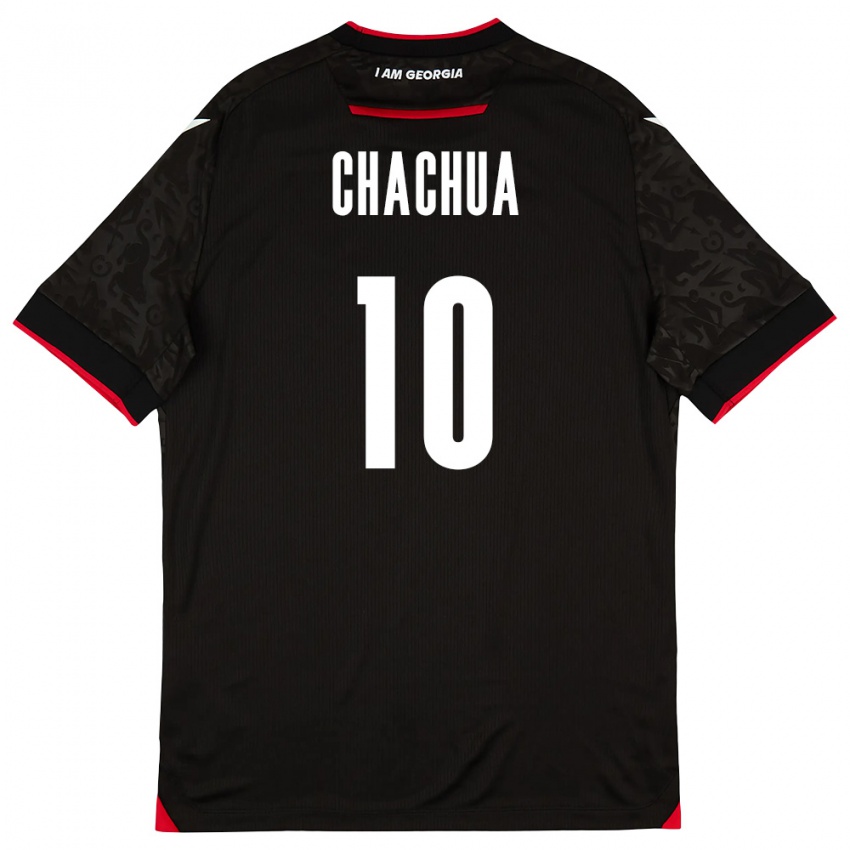 נשים גאורגיה Giorgi Chachua #10 שחור לבן אדום הרחק ג'רזי 26-28 חולצה קצרה