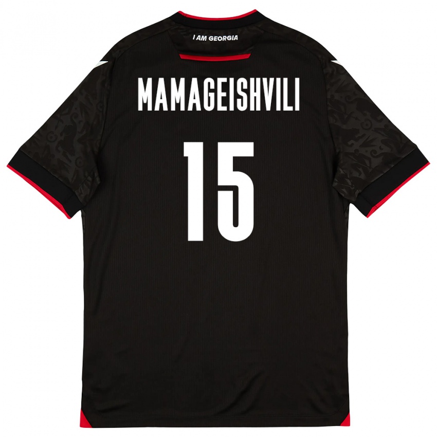 נשים גאורגיה Gizo Mamageishvili #15 שחור לבן אדום הרחק ג'רזי 26-28 חולצה קצרה