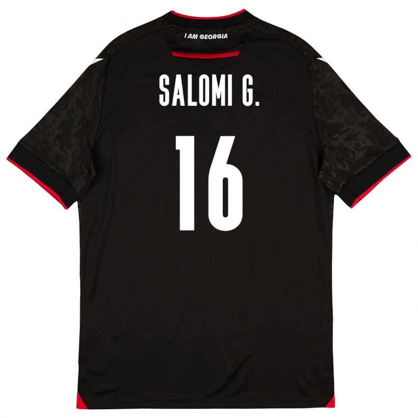 נשים גאורגיה Salomi Gasviani #16 שחור לבן אדום הרחק ג'רזי 26-28 חולצה קצרה