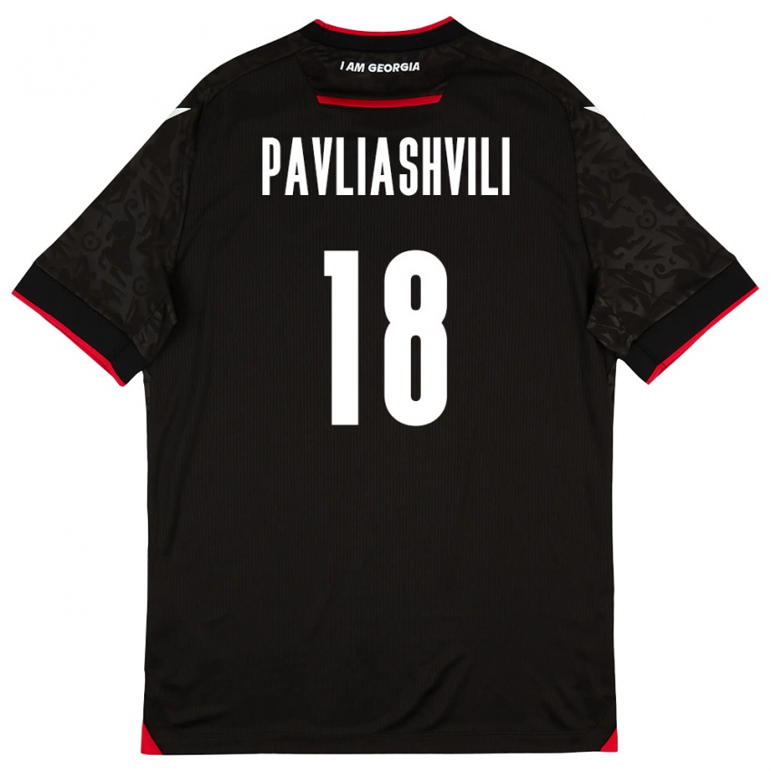 נשים גאורגיה Ana Pavliashvili #18 שחור לבן אדום הרחק ג'רזי 26-28 חולצה קצרה