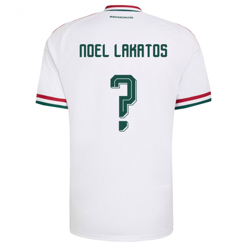 נשים הונגריה Noel Lakatos #0 לבן אדום ירוק הרחק ג'רזי 26-28 חולצה קצרה