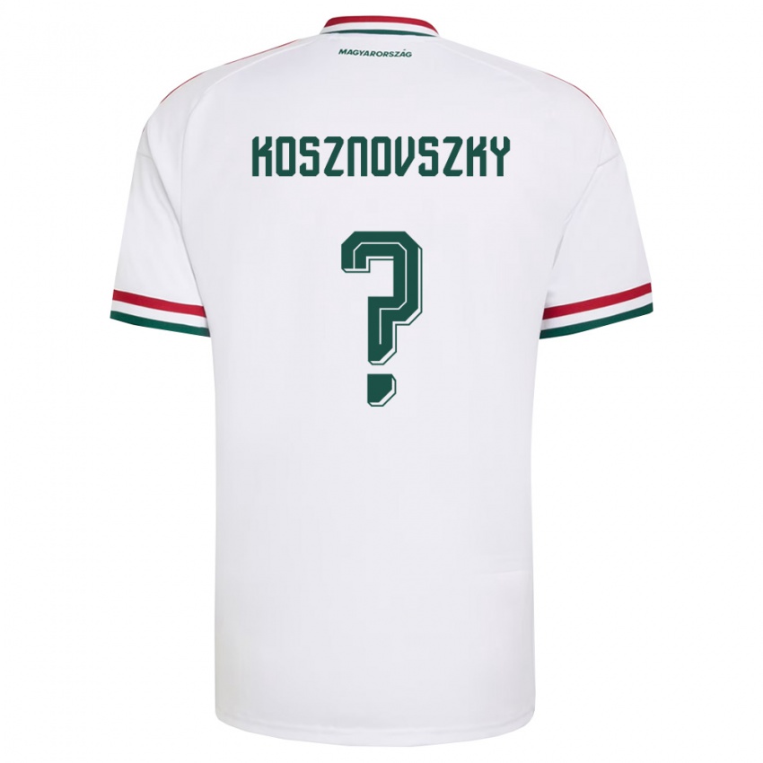 נשים הונגריה Márk Kosznovszky #0 לבן אדום ירוק הרחק ג'רזי 26-28 חולצה קצרה