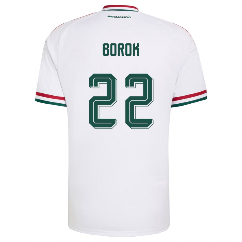 נשים הונגריה Dorina Borók #22 לבן אדום ירוק הרחק ג'רזי 26-28 חולצה קצרה