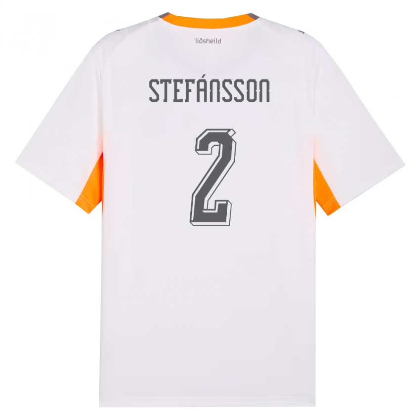 נשים אִיסלַנד Stefán Gísli Stefánsson #2 לבן כתום אפור הרחק ג'רזי 26-28 חולצה קצרה