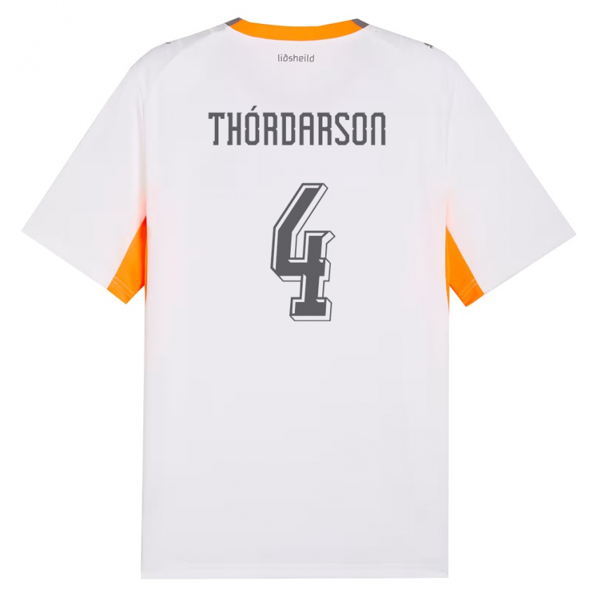 נשים אִיסלַנד Ódinn Sturla Thórdarson #4 לבן כתום אפור הרחק ג'רזי 26-28 חולצה קצרה