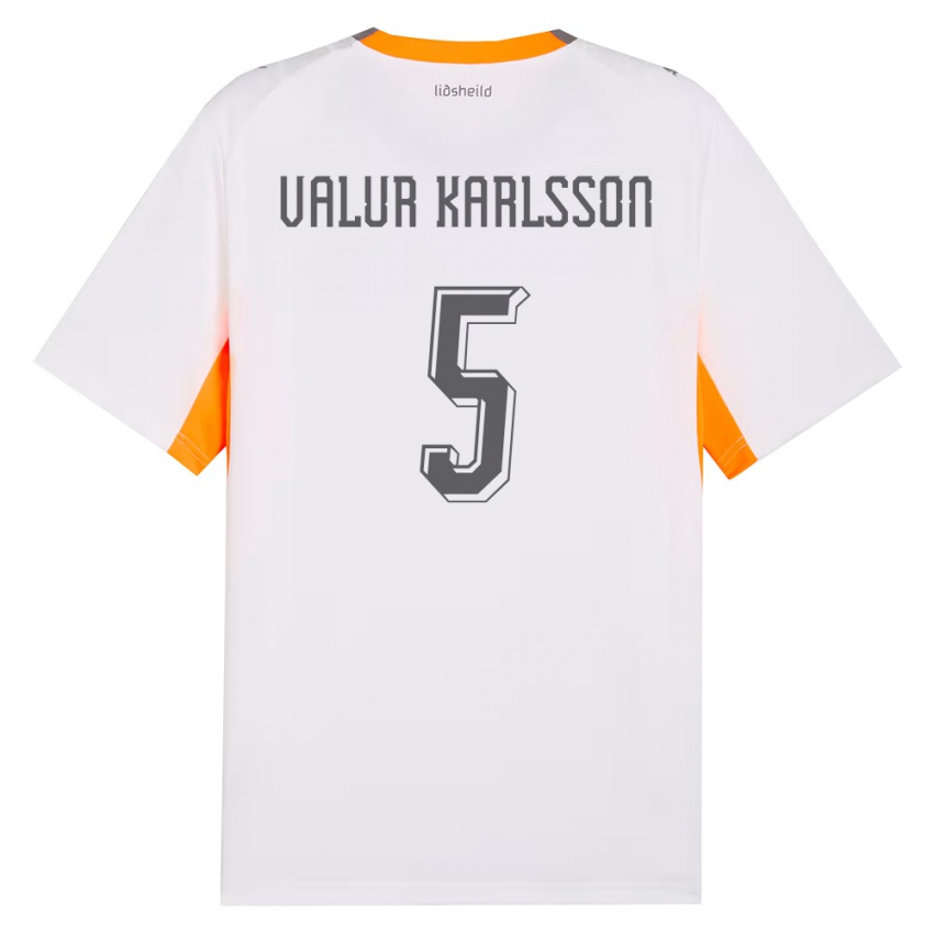 נשים אִיסלַנד Egill Valur Karlsson #5 לבן כתום אפור הרחק ג'רזי 26-28 חולצה קצרה