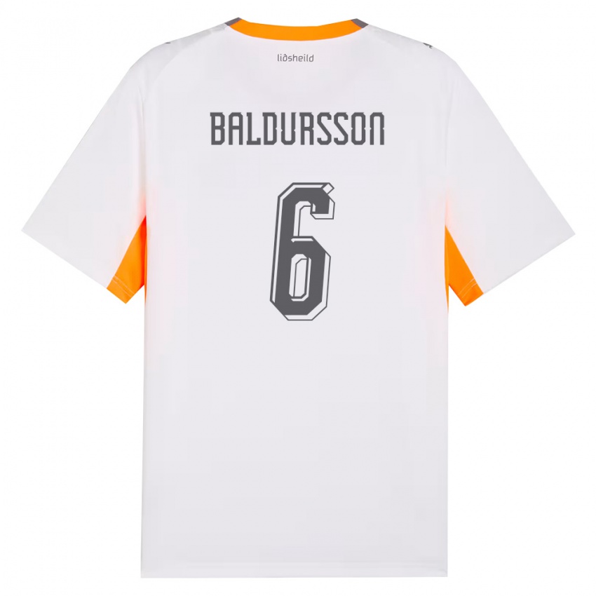 נשים אִיסלַנד Breki Baldursson #6 לבן כתום אפור הרחק ג'רזי 26-28 חולצה קצרה