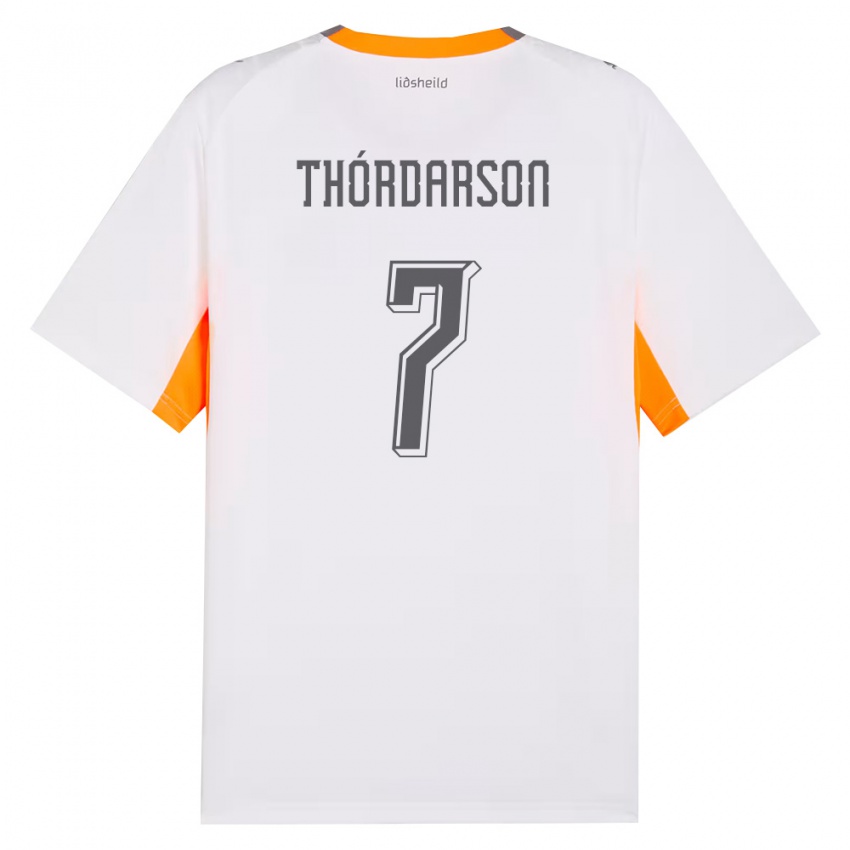 נשים אִיסלַנד Stígur Thórdarson #7 לבן כתום אפור הרחק ג'רזי 26-28 חולצה קצרה