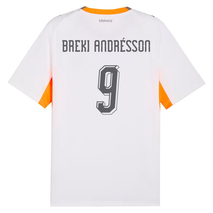 נשים אִיסלַנד Benoný Breki Andrésson #9 לבן כתום אפור הרחק ג'רזי 26-28 חולצה קצרה