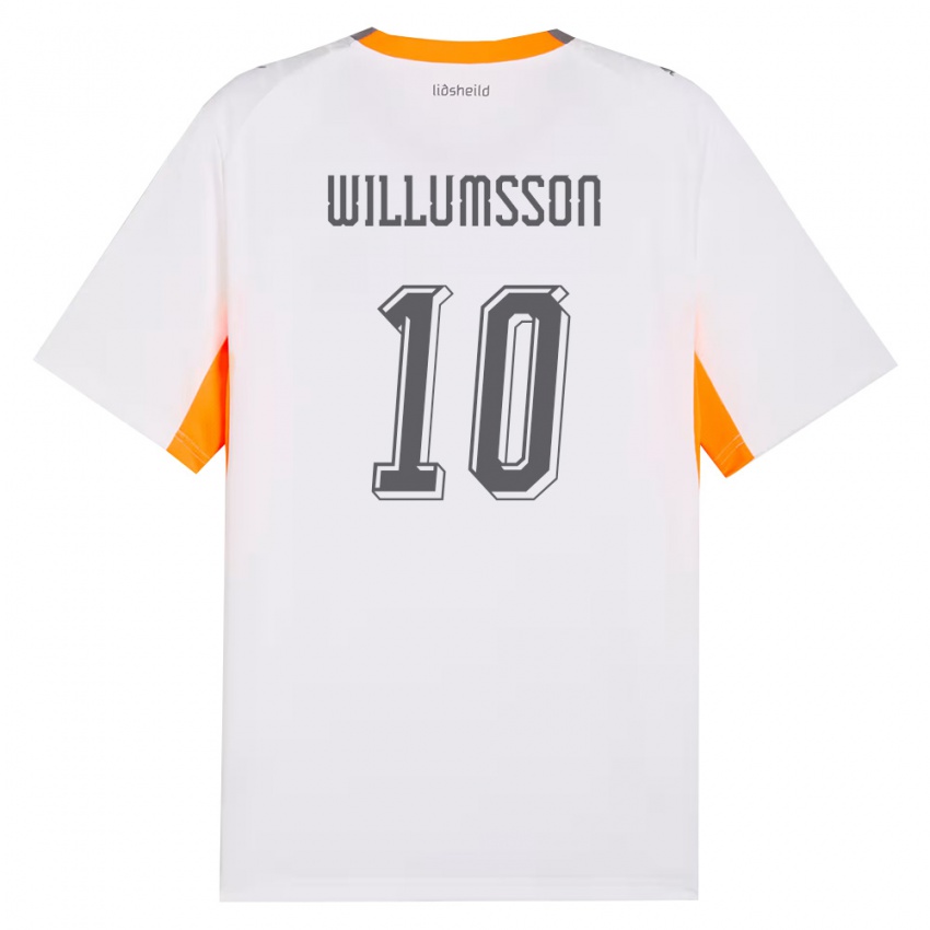 נשים אִיסלַנד Brynjólfur Andersen Willumsson #10 לבן כתום אפור הרחק ג'רזי 26-28 חולצה קצרה