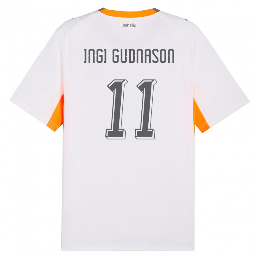 נשים אִיסלַנד Freysteinn Ingi Gudnason #11 לבן כתום אפור הרחק ג'רזי 26-28 חולצה קצרה
