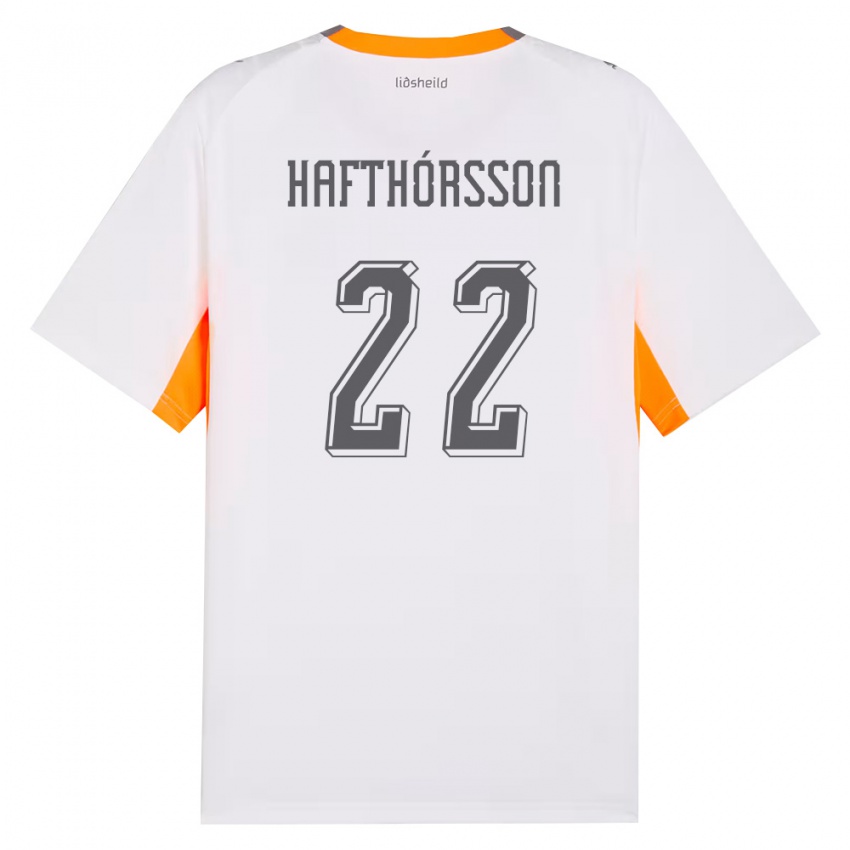 נשים אִיסלַנד Gestur Alexander Hafthórsson #22 לבן כתום אפור הרחק ג'רזי 26-28 חולצה קצרה