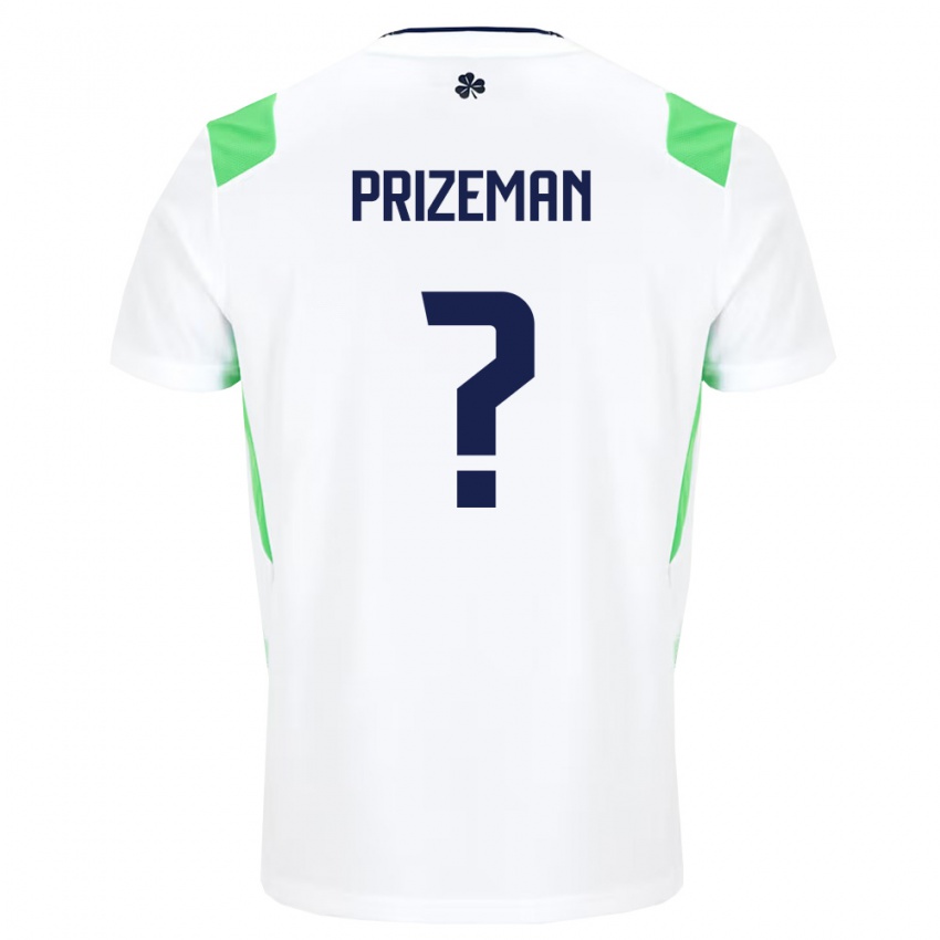 נשים אירלנד Tadhg Prizeman #0 לבן ירוק בהיר הרחק ג'רזי 26-28 חולצה קצרה