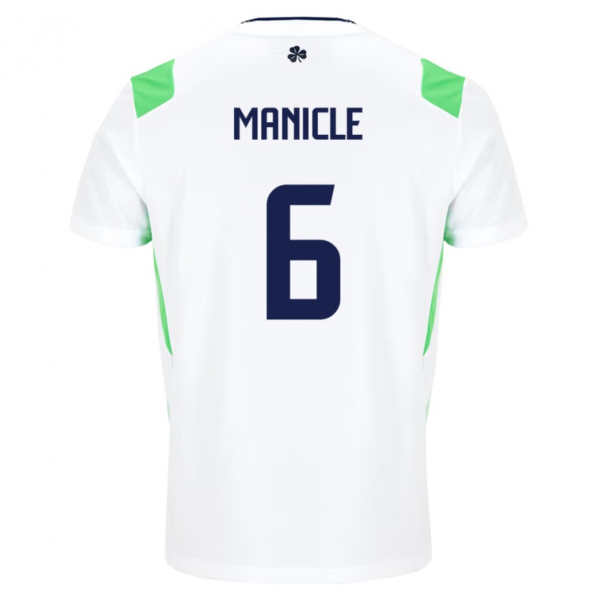 נשים אירלנד Joe Manicle #6 לבן ירוק בהיר הרחק ג'רזי 26-28 חולצה קצרה