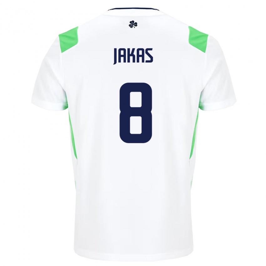 נשים אירלנד Jorunas Jakas #8 לבן ירוק בהיר הרחק ג'רזי 26-28 חולצה קצרה