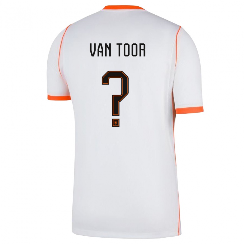 נשים הולנד Julian Van Toor #0 לבן כתום הרחק ג'רזי 26-28 חולצה קצרה