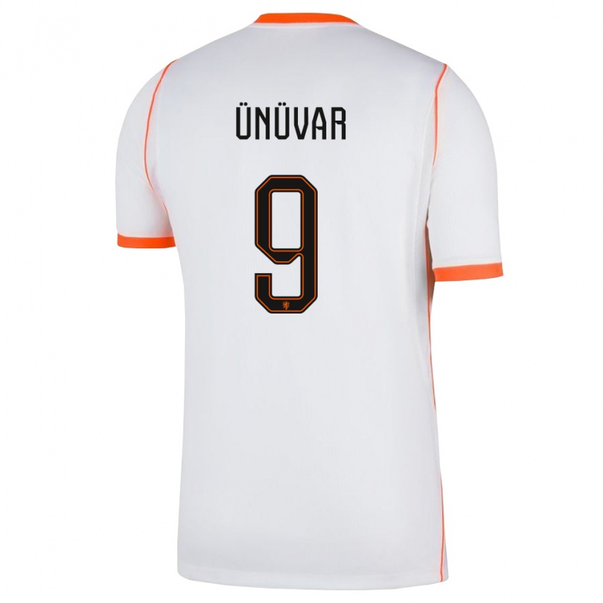 נשים הולנד Emre Ünüvar #9 לבן כתום הרחק ג'רזי 26-28 חולצה קצרה