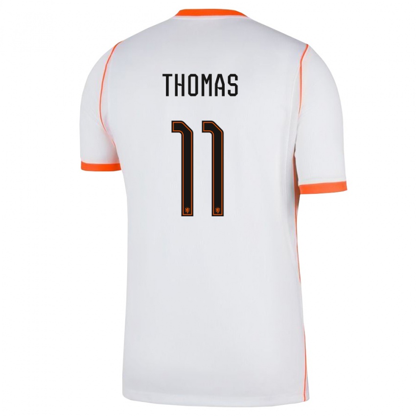 נשים הולנד Ayodele Thomas #11 לבן כתום הרחק ג'רזי 26-28 חולצה קצרה