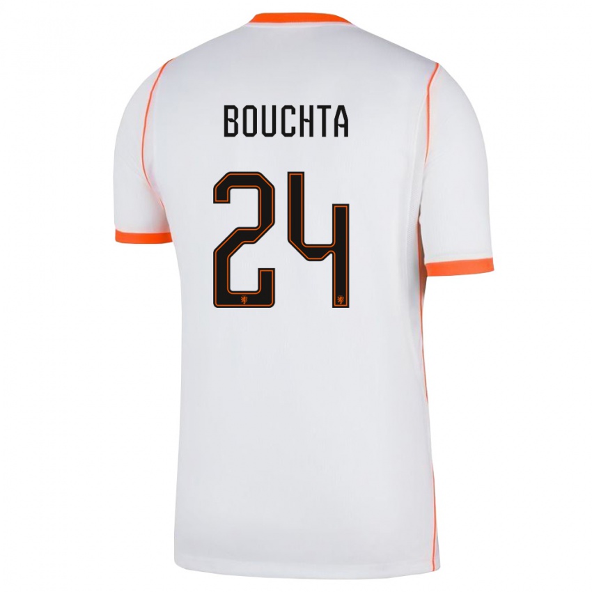 נשים הולנד Dani Bouchta #24 לבן כתום הרחק ג'רזי 26-28 חולצה קצרה
