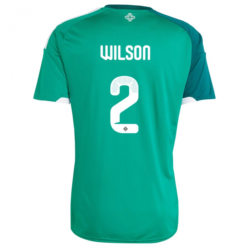 ילדים צפון אירלנד Ben Wilson #2 ירוק לבן ג'רזי ביתית 26-28 חולצה קצרה