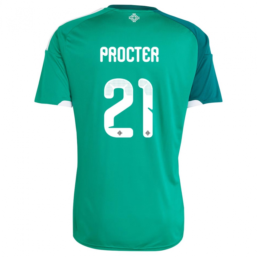 ילדים צפון אירלנד Will Procter #21 ירוק לבן ג'רזי ביתית 26-28 חולצה קצרה