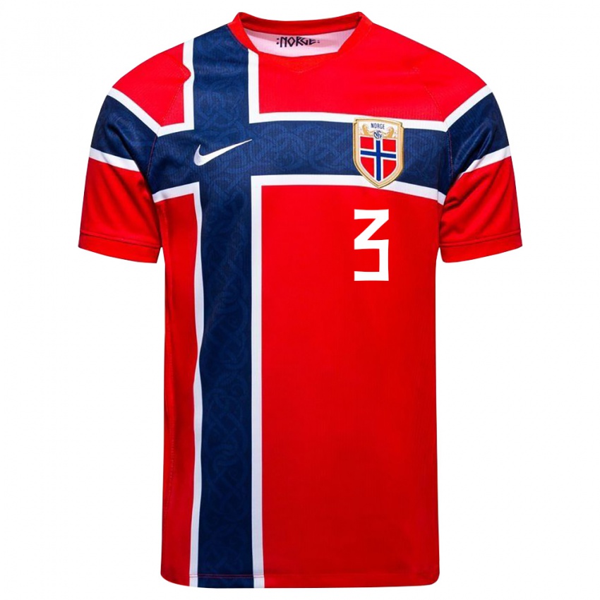 ילדים נורבגיה Daniel Bayam Sylte #3 אדום כהה לבן ג'רזי ביתית 26-28 חולצה קצרה