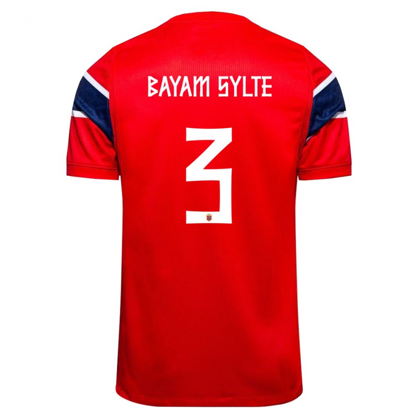 ילדים נורבגיה Daniel Bayam Sylte #3 אדום כהה לבן ג'רזי ביתית 26-28 חולצה קצרה