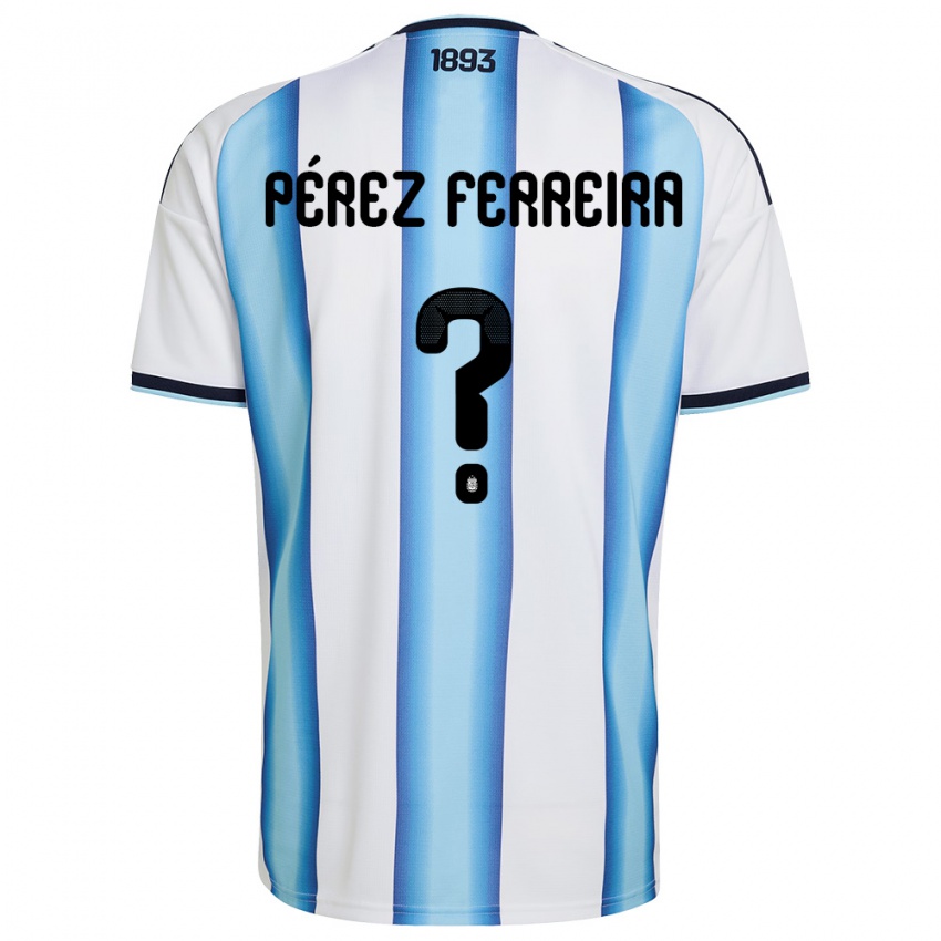 ילדים ארגנטינה Thiago Pérez Ferreira #0 לבן כחול שמיים כהה ג'רזי ביתית 26-28 חולצה קצרה