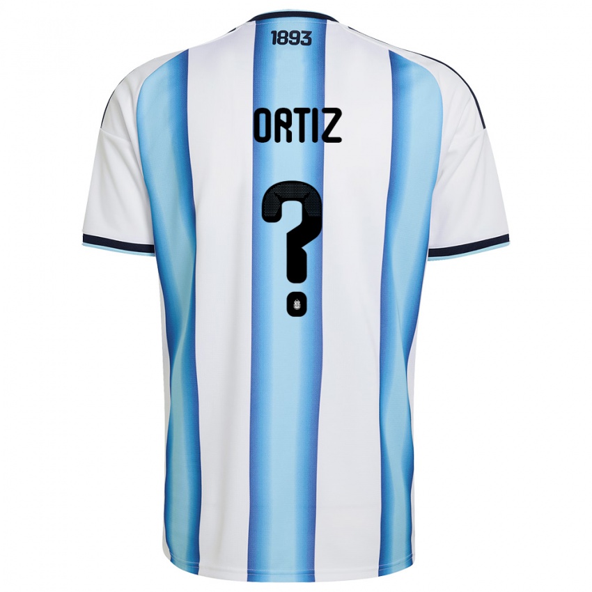 ילדים ארגנטינה Marcos Ortiz #0 לבן כחול שמיים כהה ג'רזי ביתית 26-28 חולצה קצרה