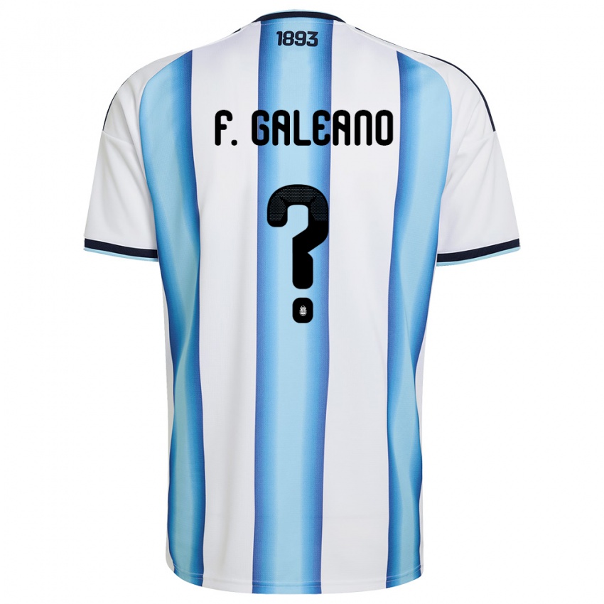 ילדים ארגנטינה Facundo Galeano #0 לבן כחול שמיים כהה ג'רזי ביתית 26-28 חולצה קצרה