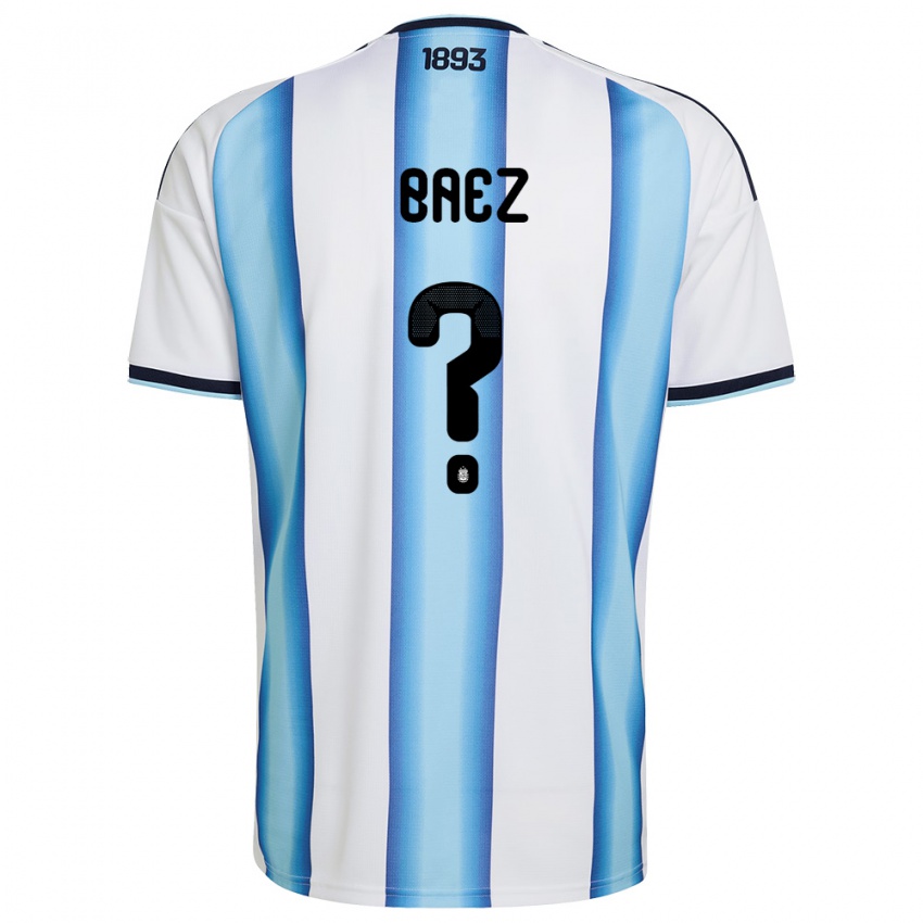 ילדים ארגנטינה Lautaro Baez #0 לבן כחול שמיים כהה ג'רזי ביתית 26-28 חולצה קצרה
