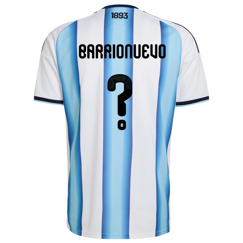 ילדים ארגנטינה Emiliano Barrionuevo #0 לבן כחול שמיים כהה ג'רזי ביתית 26-28 חולצה קצרה