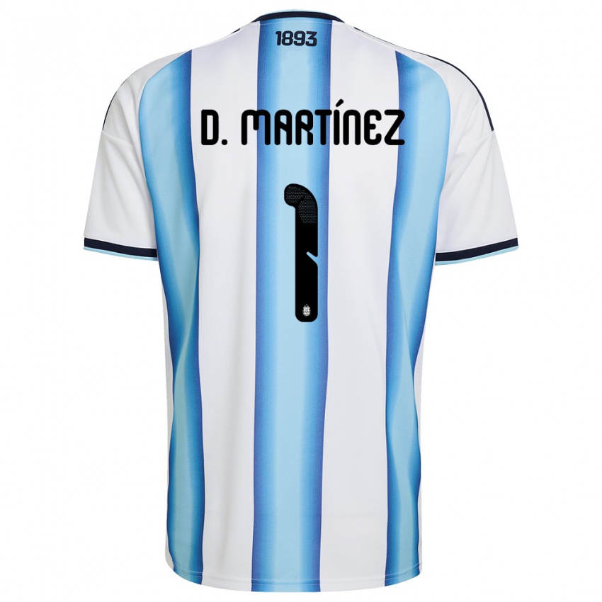 ילדים ארגנטינה Dylan Martínez #1 לבן כחול שמיים כהה ג'רזי ביתית 26-28 חולצה קצרה