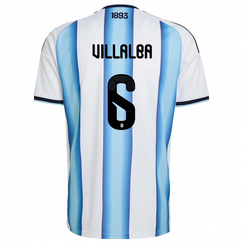ילדים ארגנטינה Juan Villalba #6 לבן כחול שמיים כהה ג'רזי ביתית 26-28 חולצה קצרה