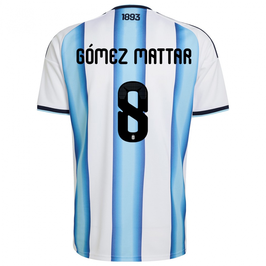 ילדים ארגנטינה Jerónimo Gómez Mattar #8 לבן כחול שמיים כהה ג'רזי ביתית 26-28 חולצה קצרה