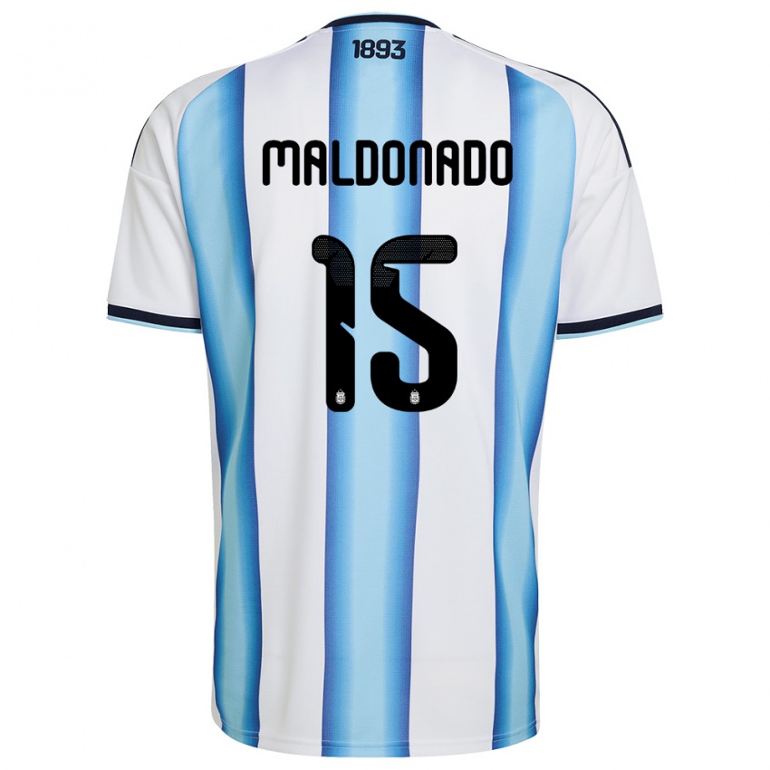 ילדים ארגנטינה André Maldonado #15 לבן כחול שמיים כהה ג'רזי ביתית 26-28 חולצה קצרה