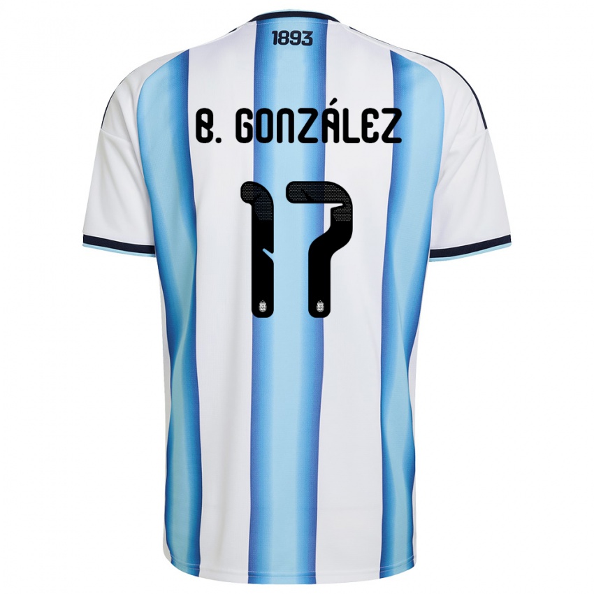 ילדים ארגנטינה Bautista González #17 לבן כחול שמיים כהה ג'רזי ביתית 26-28 חולצה קצרה