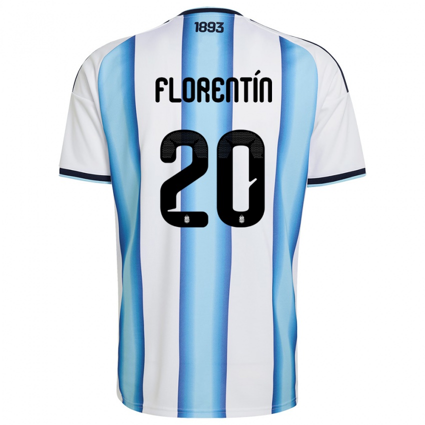 ילדים ארגנטינה Ciro Florentín #20 לבן כחול שמיים כהה ג'רזי ביתית 26-28 חולצה קצרה