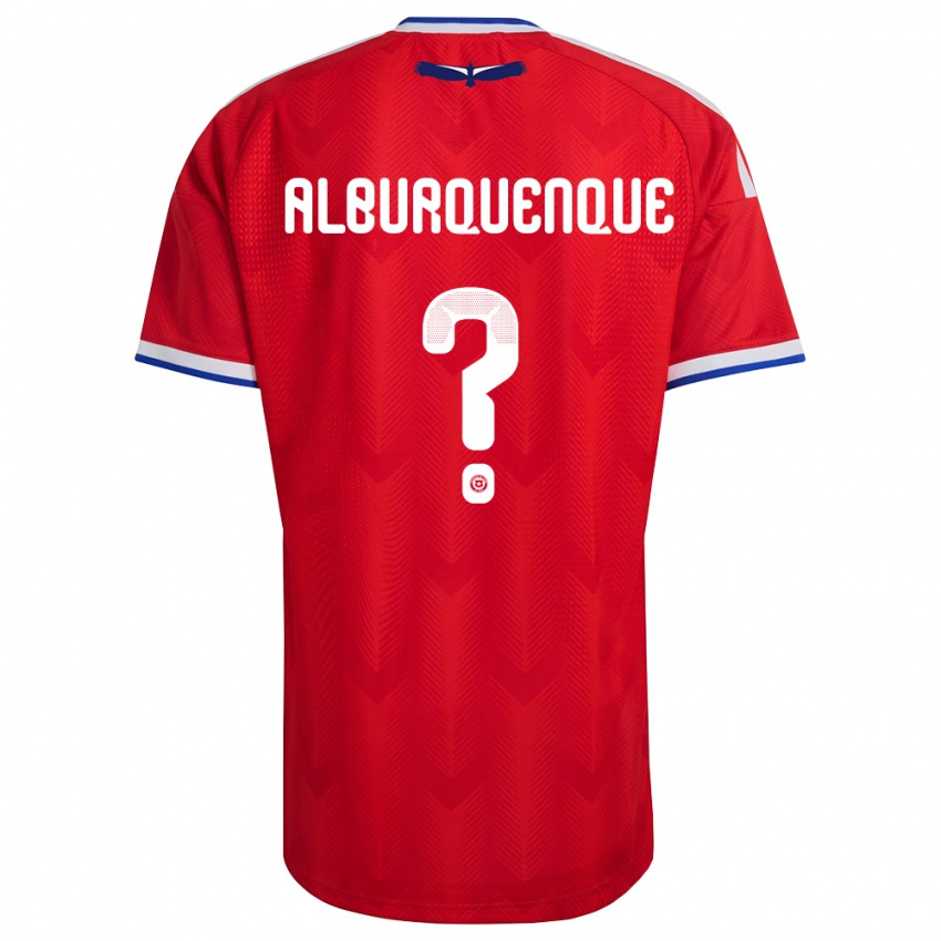 ילדים צ'ילה José Alburquenque #0 אדום לבן כחול ג'רזי ביתית 26-28 חולצה קצרה