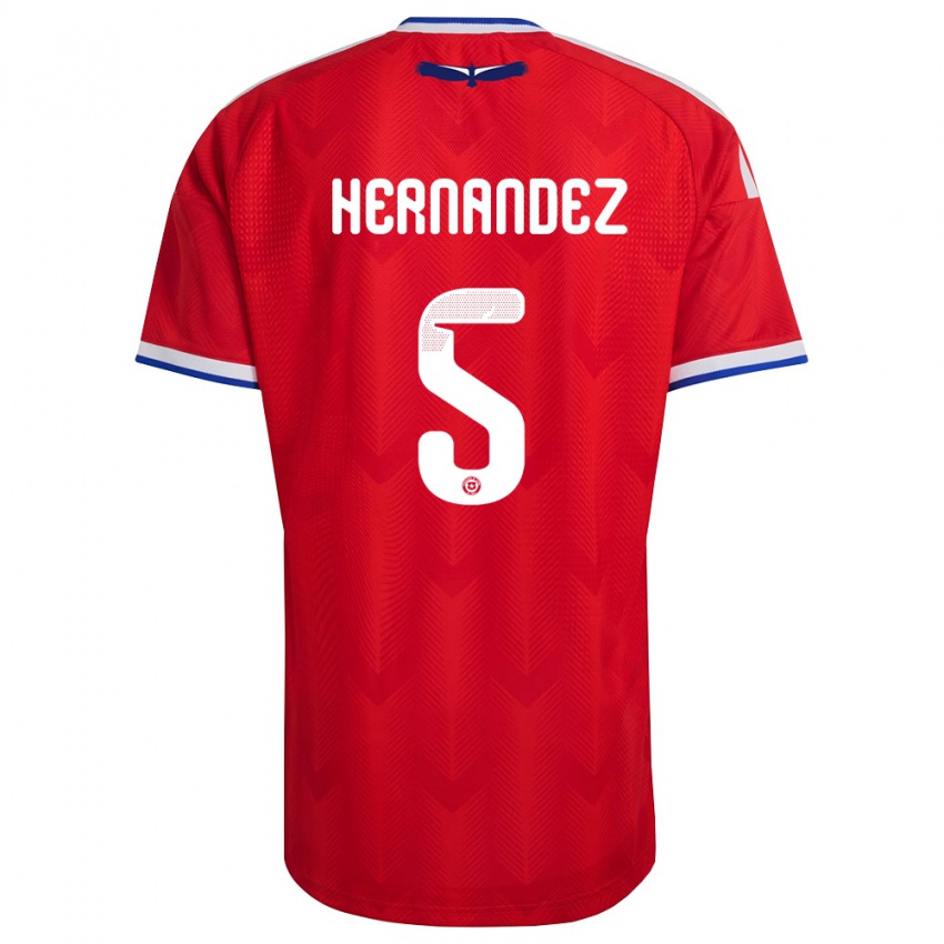 ילדים צ'ילה Monserrat Hernández #5 אדום לבן כחול ג'רזי ביתית 26-28 חולצה קצרה