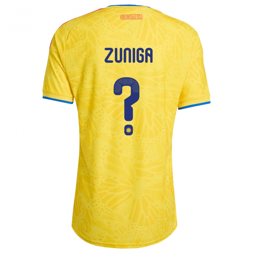 ילדים קולומביה Yandel Zuniga #0 צהוב כחול אדום ג'רזי ביתית 26-28 חולצה קצרה