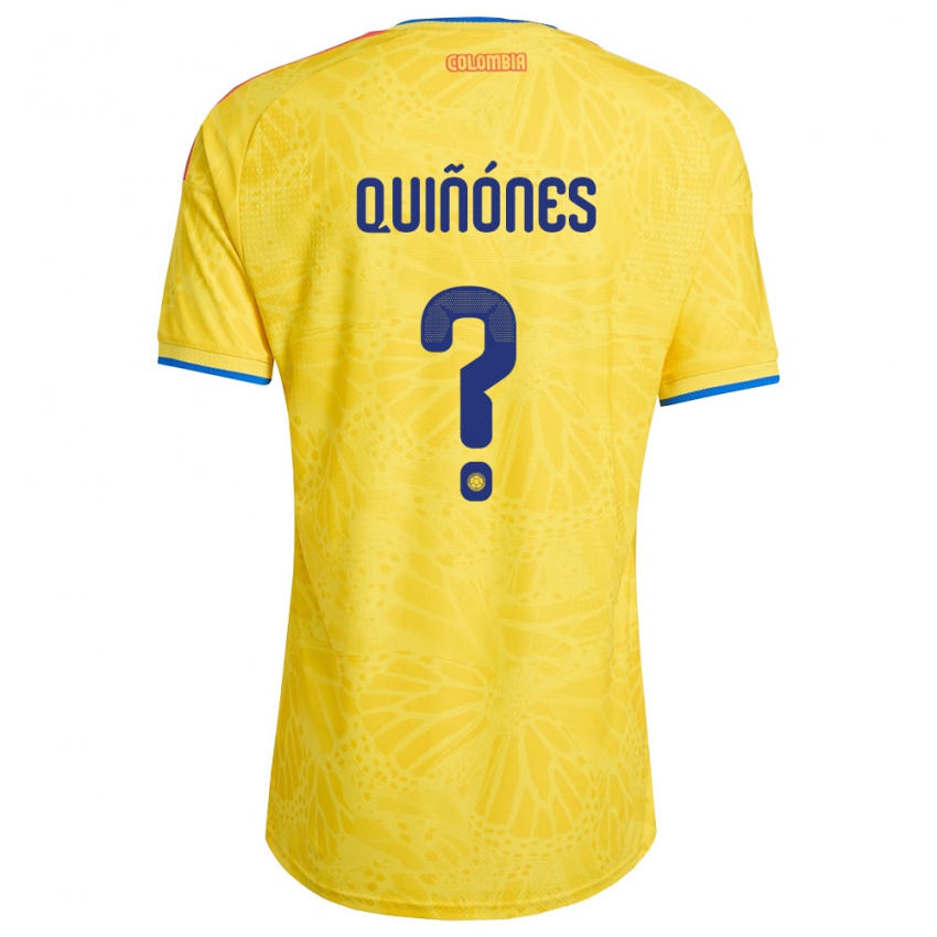 ילדים קולומביה Brayner Quiñónes #0 צהוב כחול אדום ג'רזי ביתית 26-28 חולצה קצרה