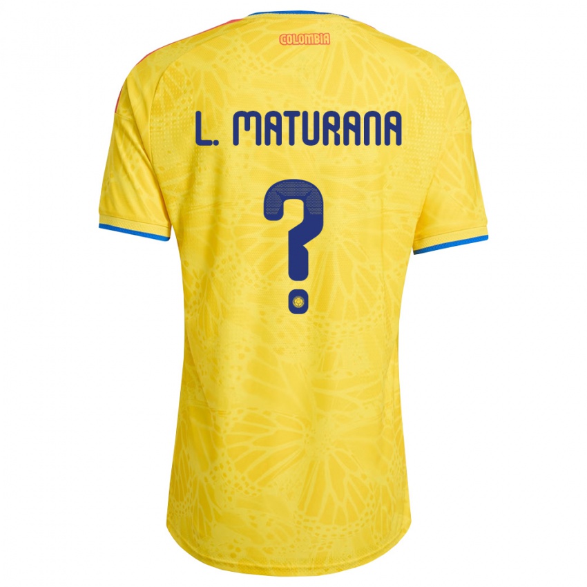 ילדים קולומביה Luis Maturana #0 צהוב כחול אדום ג'רזי ביתית 26-28 חולצה קצרה