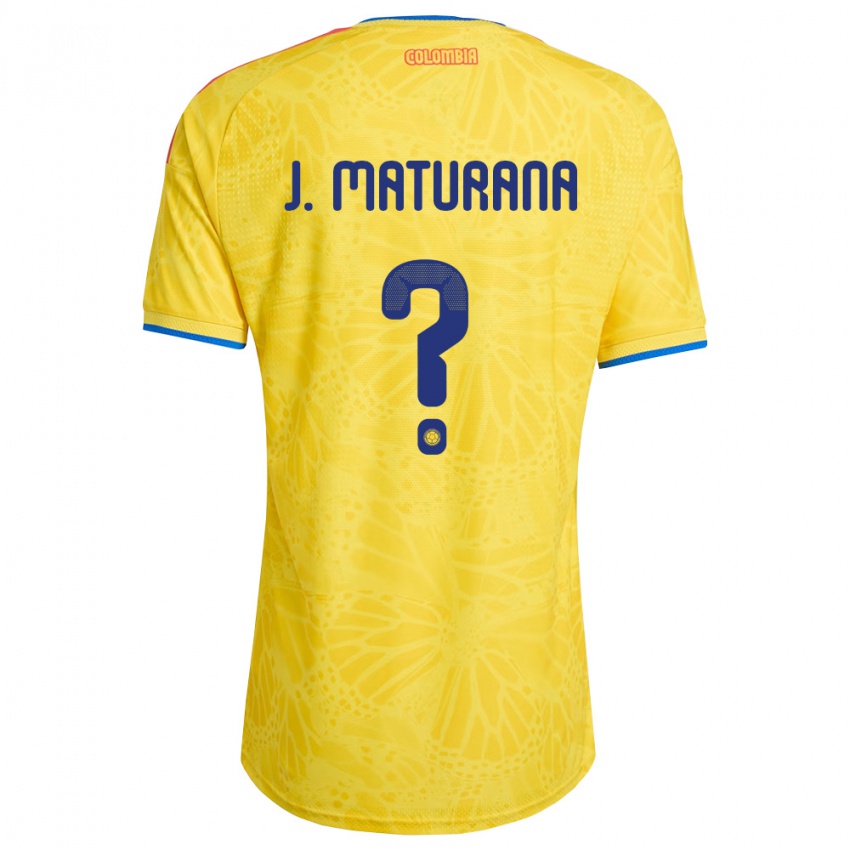 ילדים קולומביה Jhon Maturana #0 צהוב כחול אדום ג'רזי ביתית 26-28 חולצה קצרה