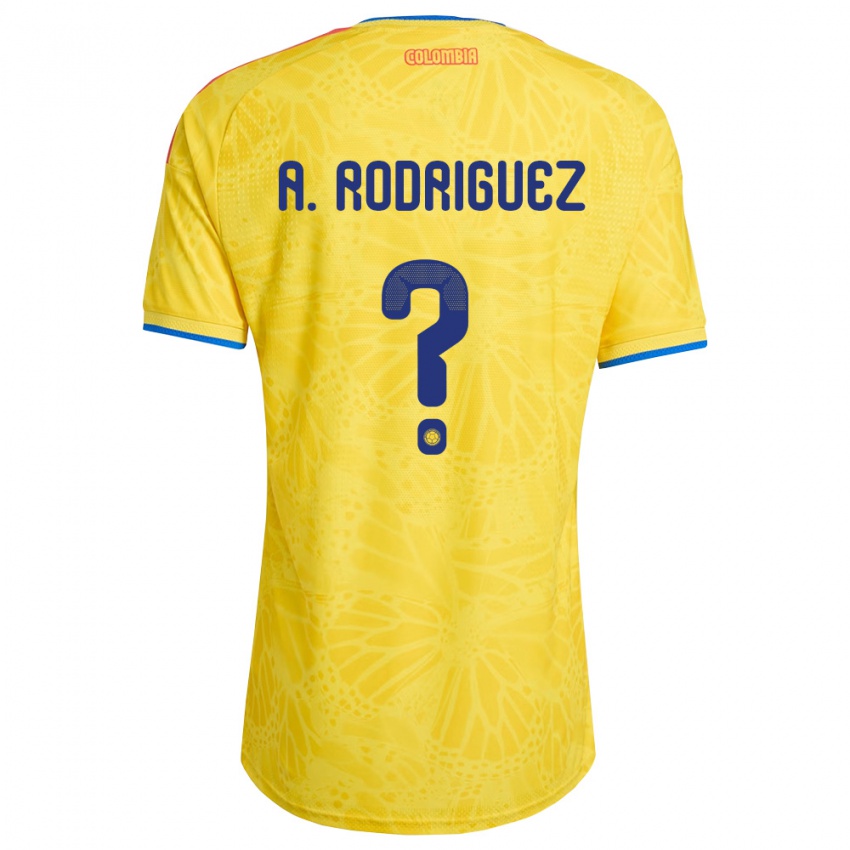 ילדים קולומביה Andrés Rodríguez #0 צהוב כחול אדום ג'רזי ביתית 26-28 חולצה קצרה