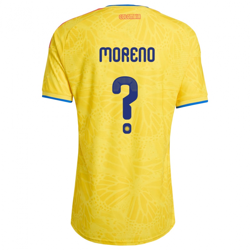 ילדים קולומביה Freilin Moreno #0 צהוב כחול אדום ג'רזי ביתית 26-28 חולצה קצרה