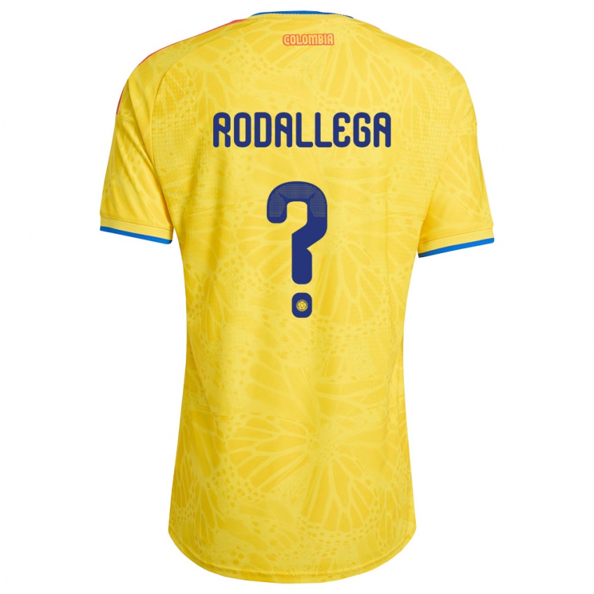 ילדים קולומביה Johan Rodallega #0 צהוב כחול אדום ג'רזי ביתית 26-28 חולצה קצרה