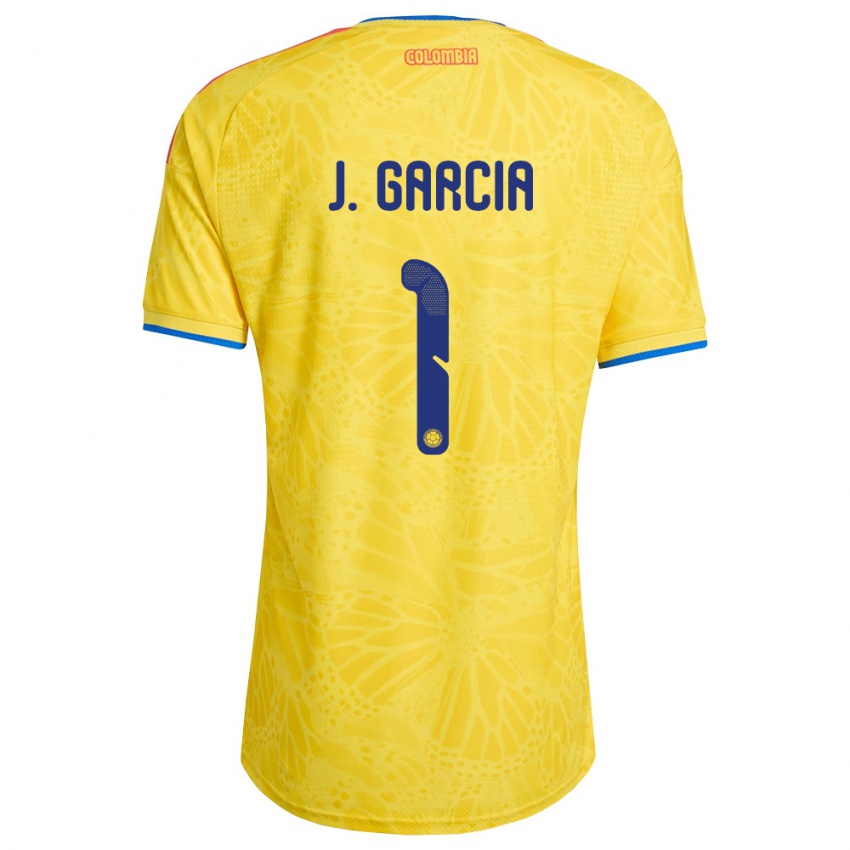 ילדים קולומביה Jordan García #1 צהוב כחול אדום ג'רזי ביתית 26-28 חולצה קצרה