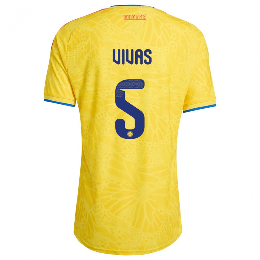 ילדים קולומביה Weimar Vivas #5 צהוב כחול אדום ג'רזי ביתית 26-28 חולצה קצרה