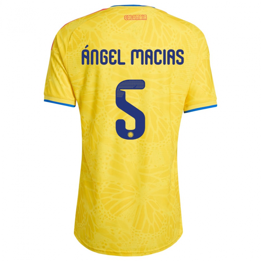 ילדים קולומביה Criss Ángel Macias #5 צהוב כחול אדום ג'רזי ביתית 26-28 חולצה קצרה